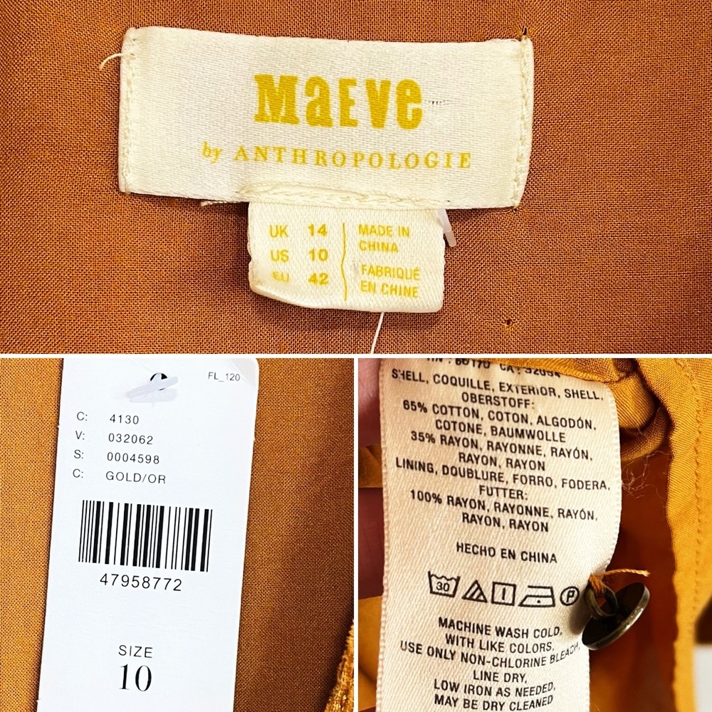 Anthropologie Mustard Yellow Tie-Front Dress - Picture 8 of 8